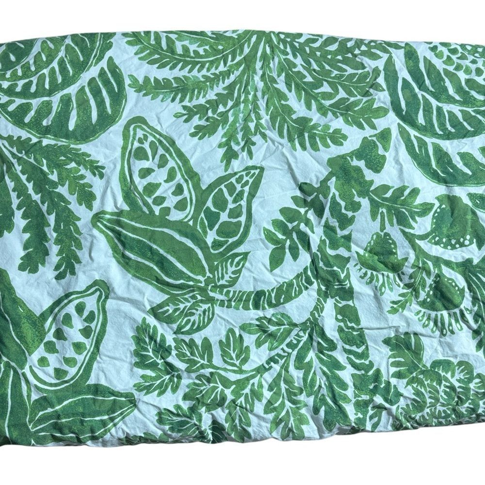 Pottery barn king/cal king Rae tropical duvet cover cotton white/green abstract